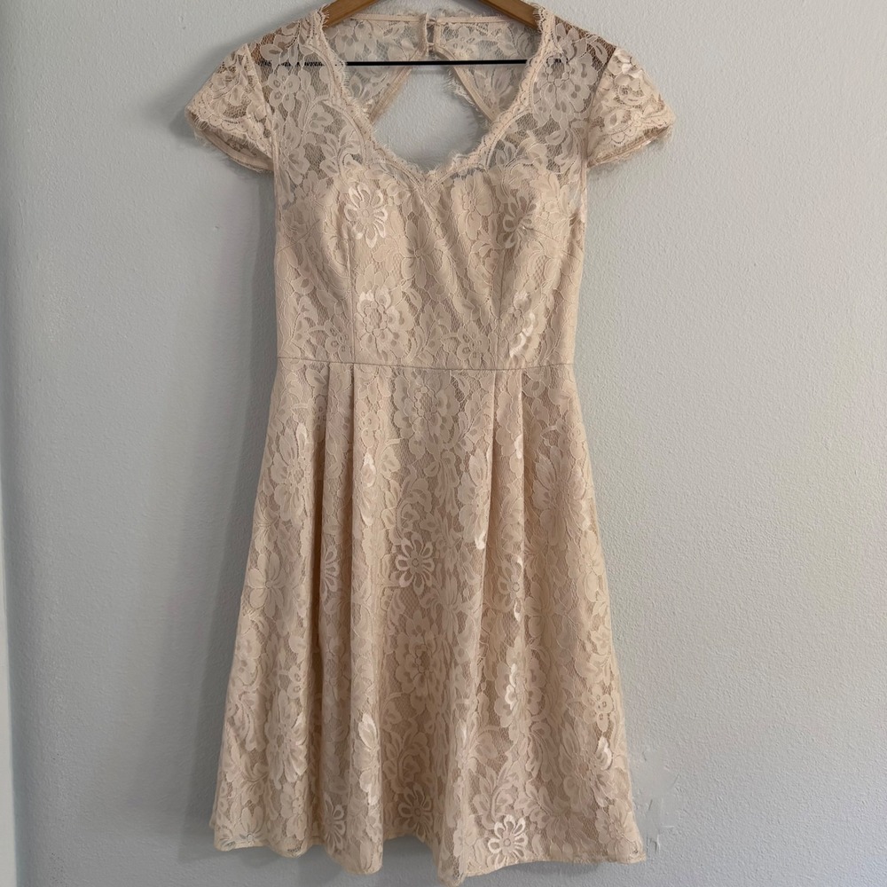 Weddington Way - Champagne Lace‎ Mini Dress Bridal